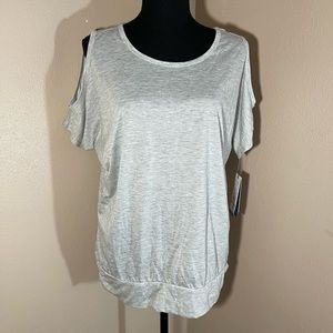 GAIAM Women's Seamless Athletic Cold Shoulder Short Sleeve Yoga Shirt